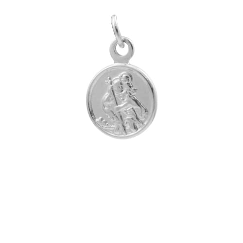 jewellerybox Sterling Silver Small Round Saint Christopher Pendant