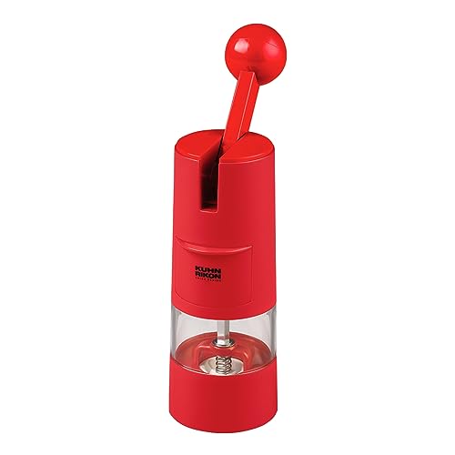 Kuhn Rikon Ratchet Spice Grinder, Ceramic Mill for Salt and Pepper, Red