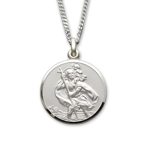 Christopher James of London | Solid 925 Sterling Silver St. Christopher Pendant and Chain 20mm 18" Chain