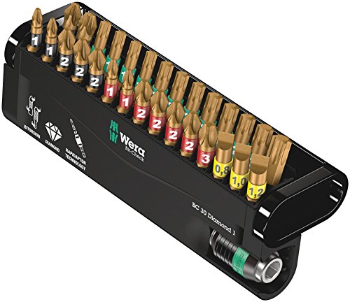 Wera Bit-Check 30 Diamond 1 Anti Cam-out BiTorsion Long Life bit set for drill/drivers PZ,PH,TX,SL 30 piece, 05057431001 Single