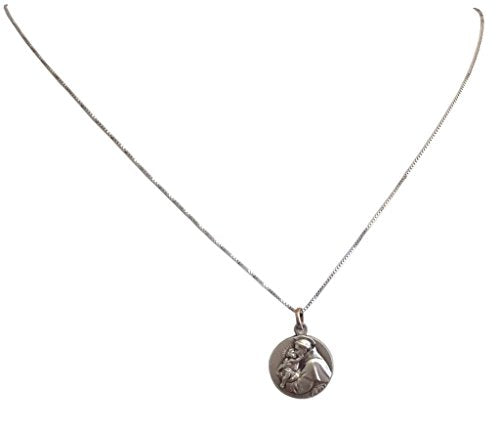925 Sterling Silver Saint Anthony of Padua Medal with Sterling Silver Chain 60 Centimetres