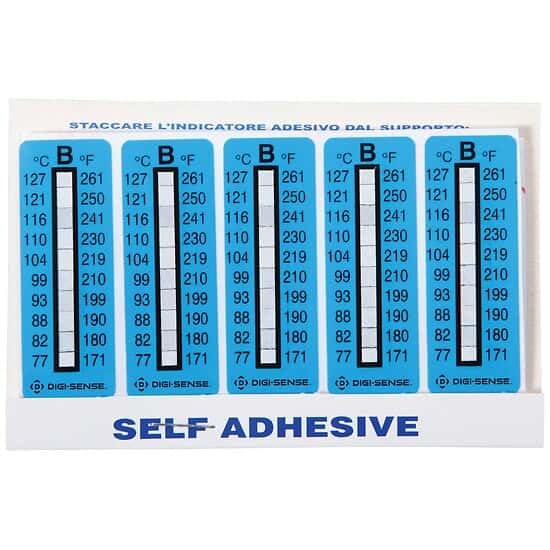 Digi-Sense AO-09035-06 Irreversible 10 Point Vertical Temperature Label, 171-261°F/77-127°C; 10/Pk