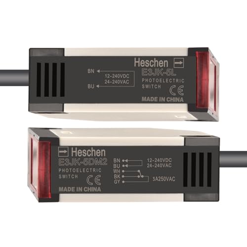 Heschen E3JK 5m Through-Beam AC DC 24-240V NC Photoelectric Sensor Switch Silver