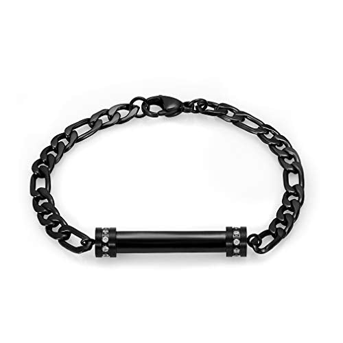 Cylinder Cremation Bracelet for Ashes Urn Jewelry Stainless Steel Memorial Keepsake Urn Bracelet Bangle Ashes Holder Black