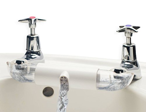 Adaptor for Sinks with Separate TAPS, for Mixing hot and Cold Water in Kitchen & Bathroom. This Connector Helps Save Water (White) Medium White