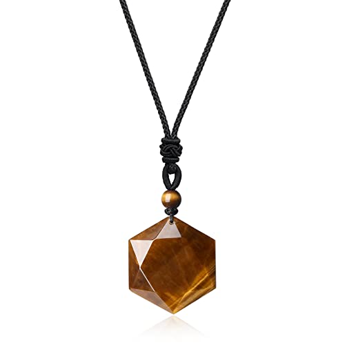 COAI Jewish Jewelry Star of David Crystal Necklace for Women Men Tiger Eye