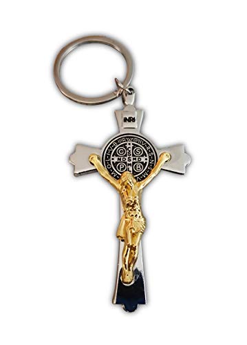 St Benedict Crucifix Keyring - Jesus Cross Religious Keychain