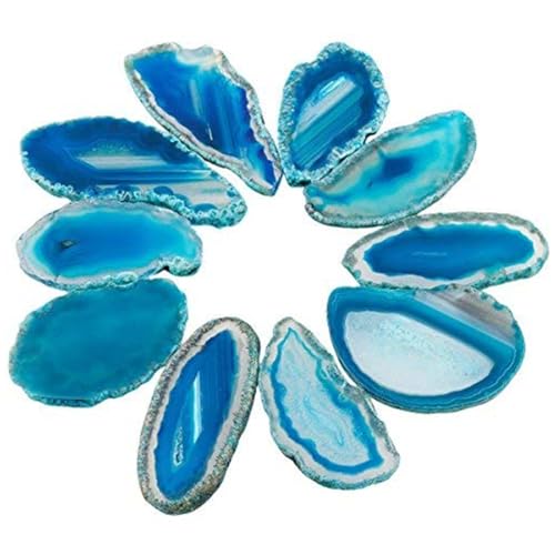 Shanxing Set of 10 Natural Agate Slices Geode Irregular Stone for Wedding
