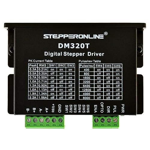 STEPPERONLINE Digital Stepper Motor Driver 0.3-2.2A 10-30VDC for Nema 8,11,14,16,17 Stepper CNC 3D Printer DM320T