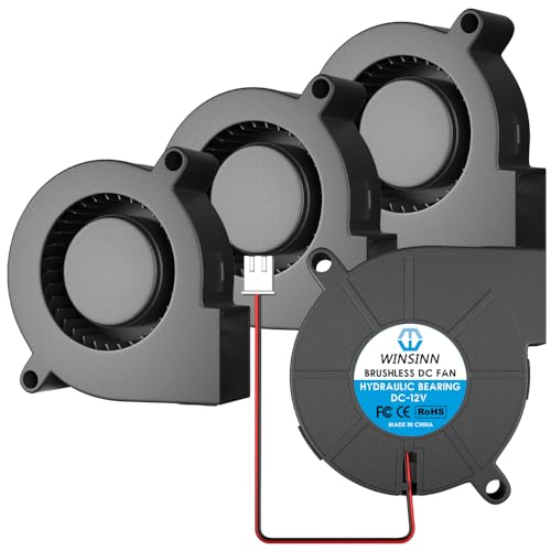 WINSINN 50mm Blower Fan 12V 5015 Hydraulic Bearing 50x15mm Turbine Turbo - High Speed (Pack of 4Pcs) 5015 12V