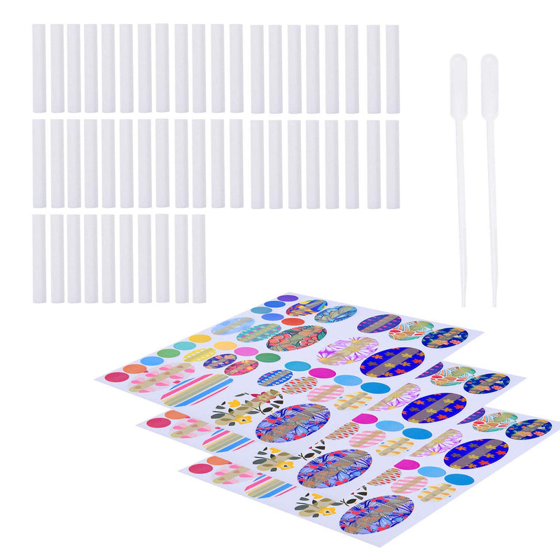 Kare & Kind Wick Replacement Kit - for Refillable Nasal Inhaler Tubes - Kit Contains: 50 Cotton Fiber Replacement Wicks, 78 Writable Stickers, 2 Mini Droppers - DIY Personal Health Care - NewNest Australia