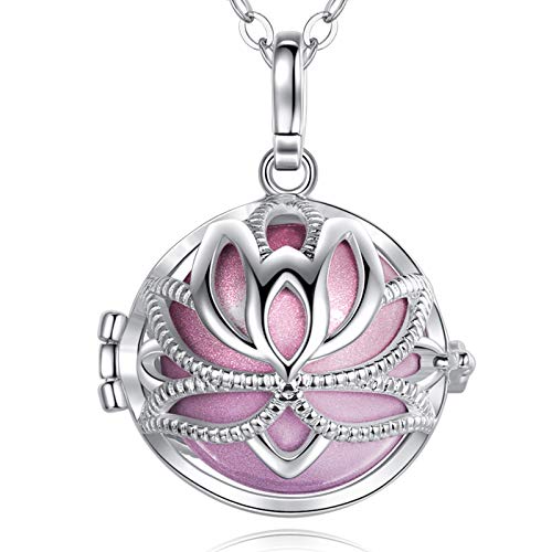 Bola Necklace Pendant Lotus Yoga with Music Wishing Chime Ball for Women Mother Baby Beautiful Jewellery Gift 45" 30" Chain Violet Red