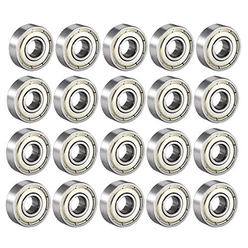 sourcing map 608ZZ Deep Groove Ball Bearing Double Shield 608-2Z 80018 8mm x 22mm x 7mm High Carbon Steel Z1 Bearings (Pack of 20) 608Z (8*22*7) Pack of 20