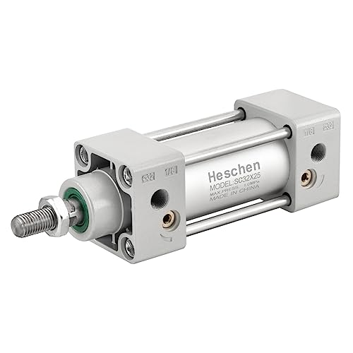 Heschen Pneumatic Standard Cylinder, SC 32-25, PT1/8'' Port, 32mm Bore, 25mm Stroke, Single Rod Double Action