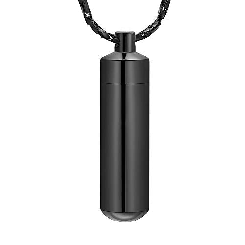 Imrsanl Cremation Jewelry for Ashes Pendant Urn Necklace Cylinder with Glass Vial Keepsake Ashes Memorial Jewelry Blue,Gold,Silver,Rose,Black