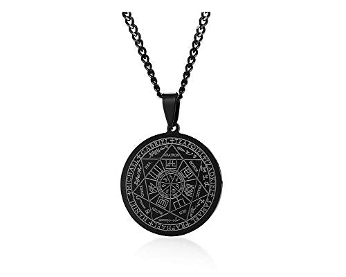 VNOX Seals of The Seven Archangels Pendant/Metatron’s Cub/Saint Michael Statement Necklace Talisman Pendant Amulet Jewelry, 1.2 inches x 2.1 inches, Stainless Steel, Lava Stone
