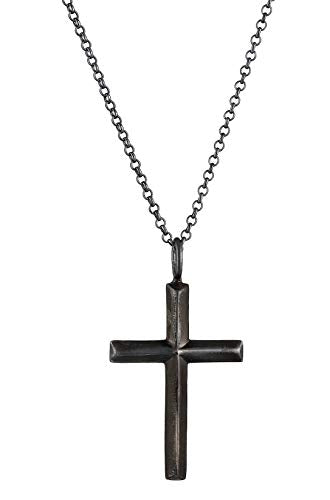 Kuzzoi Exclusive Men's Necklace Shiny Polished with Cross Pendant (30 mm) in Basic Style, Solid Chain for Man and Friend with Religious Cross Made of 925 Sterling Silver, Length 60 cm