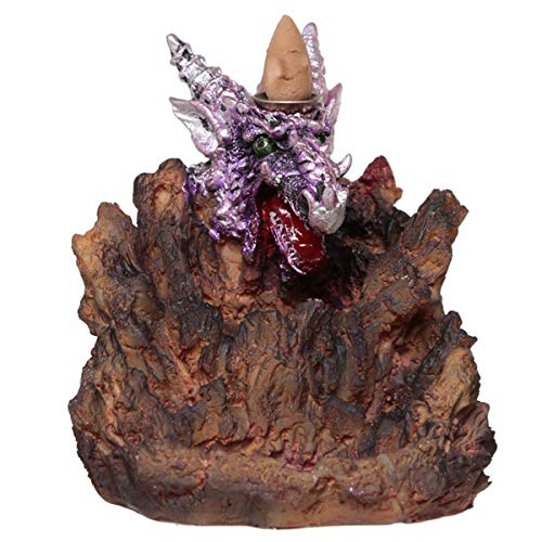 Puckator Purple Dragon LED Backflow Incense Burner - Home Zen Meditation Decor Accessories - Incense Waterfall Cone Burner - Spiritual Feng Shui Gothic Goth Relaxation Gifts Gift - Desk Ornaments