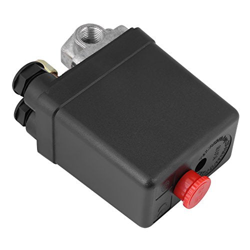 Vikye Heavy Duty 240V 16A Four Port Air Compressor Pressure Switch Control, 90-120PSI, Black, Push Button, Manual