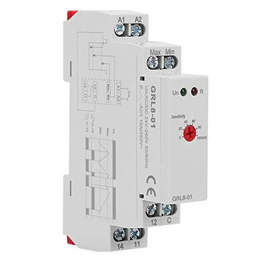Water Level Relay GRL8-01 Liquid Level Control Water Level Controller AC/DC 24V-240V (50-60Hz), 35mm DIN Rail