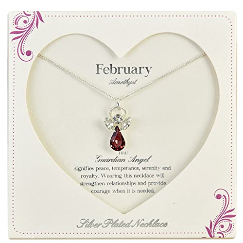 Guardian Angel Necklace for Auntie, Chain for Women, Gemstone Pendant with Caption Card, Ideal Jewellery Gifts for Birthday or Christmas-Silver-One Size