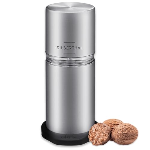 SILBERTHAL Manual Nutmeg Grinder | Stainless Steel Grinding Mill | Transparent Reservoir for 4 Nutmegs…