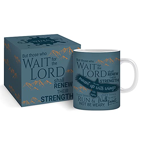 Christian Mug with Gift Box, Eagles Wings, Bible Verse Isaiah 40:31