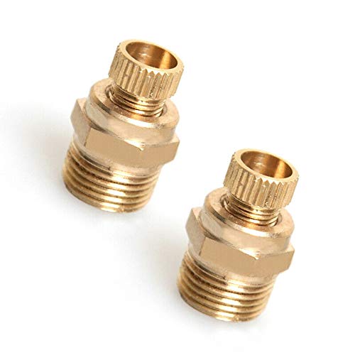 Brass Drain Valve, Air Compressor PT 1/2" Male Threaded Water Drain Valve as Pollution Discharge Safety Equipment (2PCS) PT 1/2", 2PCS