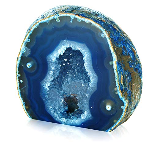 Serafino Brazilian Agate Geode – Natural Healing Crystal for Meditation, Reiki, Home Decor & Spiritual Gifts – Unique Energy Stone Blue