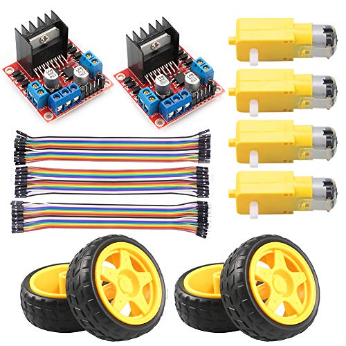 L298N Motor Drive Controller Board Stepper Motor Control Module Dual H-Bridge with DC Motor and Smart Car Wheel Compatible with Arduino