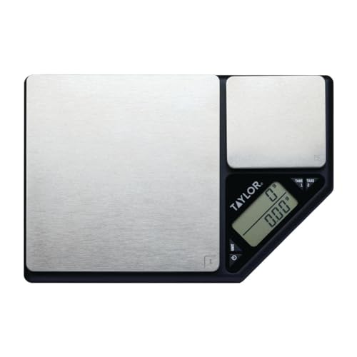 Taylor Pro Dual Platform Digital Kitchen Scales, 5kg and 500g,Black/Silver 5 kg Single