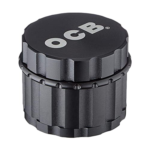 OCB 18887 Herb Grinder with Diamond Cut Black Matt 50 mm 4-Piece Aluminium