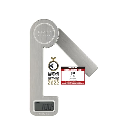 CASO Kitchen Ecostyle Design Kitchen Scales with Kinetic Energy, No Batteries Required, Up to 5 kg in 1 g Steps, Extra Flat, Stainless Steel