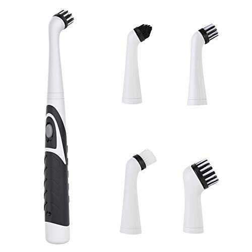 Electric Cleaning Brush Cordless, Automatic Power Scrubber Black and White