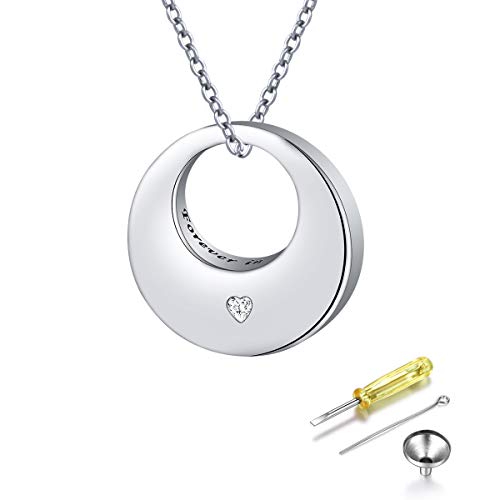 Flyow Urn Necklaces for Ashes for Women Cremation Jewelry 925 Sterling Silver Eternity Memorial Ashes Keepsake Pendant Adjustable Length Forever in My Heart