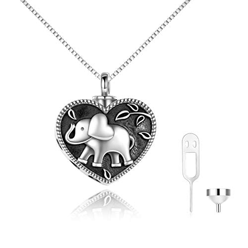 VONALA Butterfly Ashes Necklace/Animal/Triple Moon 925 Sterling Silver Urn Pendant Cremation Jewellery for Ashes Keepsake Gifts… Elephant