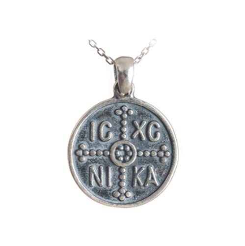 925 Sterling silver christian necklace,Cross Saint Helen & Constantine,Constantinato,Orthodox coin Medallion,christian cross,Byzantine cross