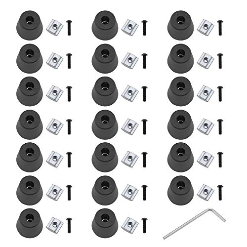 Create idea 20 Set 2020 Profile Anti-vibration Feet Kit with Landing Rubber T-slot Sliding Nut M3 Screw Wrench Absorber Protector for 3D Printer