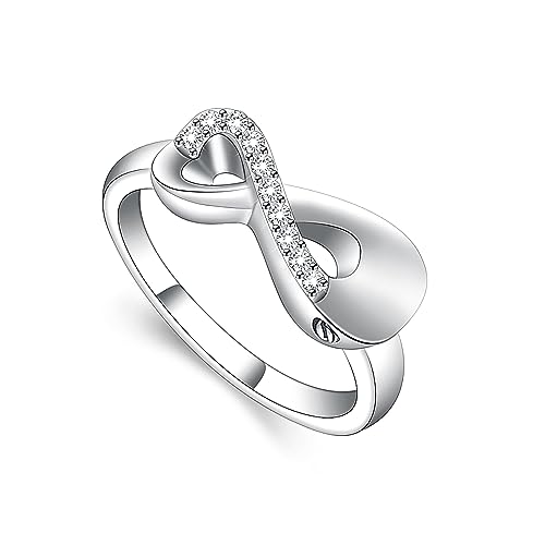 Cremation Jewelry Urn Ring for Ashes Infinity Crystal Memorial Ring for Human Dog Cat Ashes Stainless Steel Keepsake Ring for Women, Stainless Steel steel, not Silver 10
