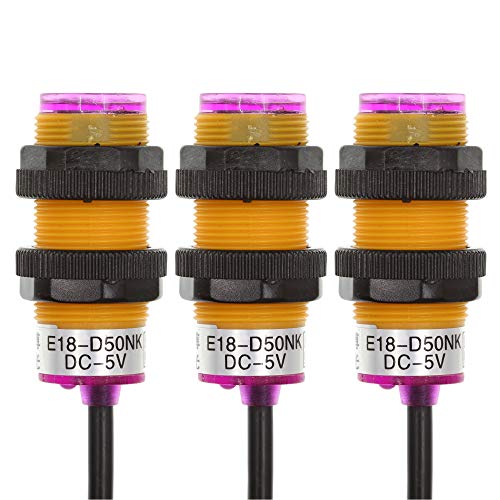 3PCS E18-D50NK DC 5V Diffuse Reflection Type Infrared Obstacle Avoidance Sensor Photoelectric Switch DC NPN Normally Open 3