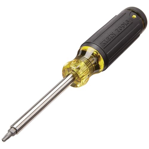 Klein Tools 32307 Multi-bit Tamperproof Screwdriver, 27-in-1 Tool with Torx, Hex, Torq and Spanner Bits with 1/4-Inch Nut Driver 27-in-1 Tamperproof