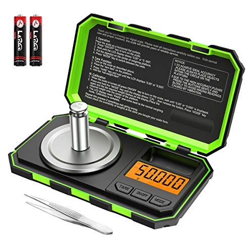 ORIA Digital Milligram Scale, 50g x 0.001g Pocket Jewellery Scale, Green 50g/0.001g