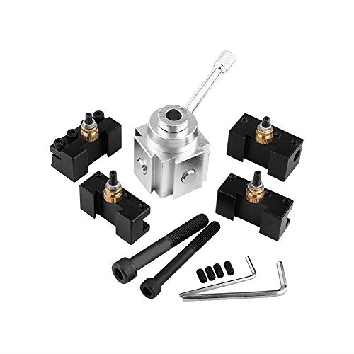 Power Lathe Tool Holder Mini Lathe Tool Post and Holder Kit, Complete Power Lathe Tool Holder Accessories Set, Aluminum Alloy Power Lathe Machine Tool Holding Accessories