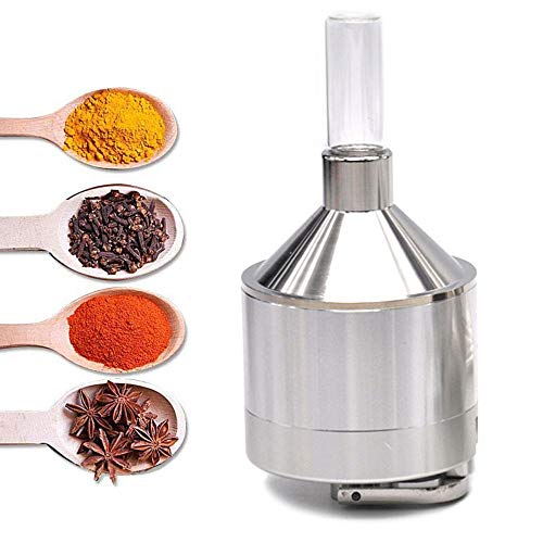 TopHomer Manual Powder Grinder with Glass Bottle, Silver