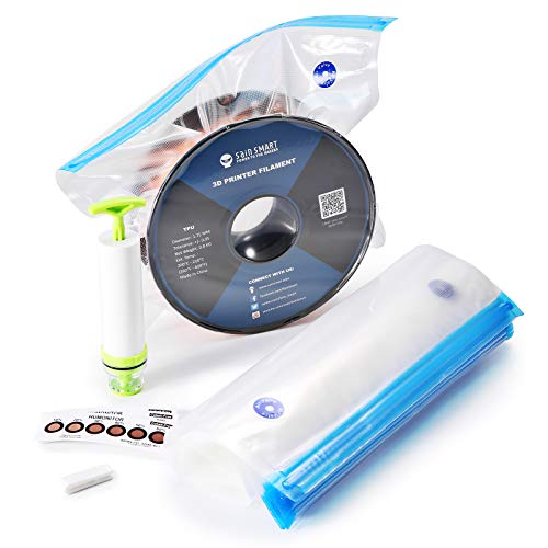 eVacuum 3D Printer Filament Storage Kit Filament Vacuum Bags Vacuum Compression Storage Bags, Prevent and Monitor Moisture - 10 Bags with 15 Desiccants, 15 Humidity Indicator Cards and 1 Hand Pump 15.75"×11.81"(1 spool)