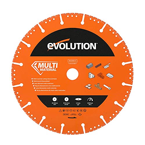 Evolution Power Tools MD230SEG-CS Multi Material Diamond Blade For Disc Cutters - Segmented Rim Removes Debris From Cut - Ideal for Cutting Metal, Brick, Tiles and Plastic, 230 mm 230mm
