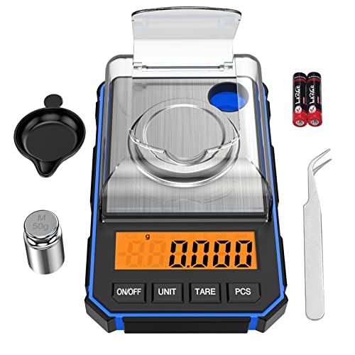 ORIA Digital Milligram Scale, 50g x 0.001g, Weighing Pan Included, Blue 5 cm x 14 cm x 4 cm