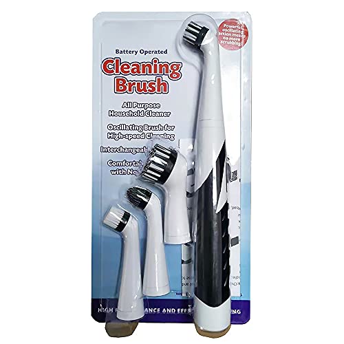 tooloflife Electric Cleaning Brush Set, Electric Spin Scrubber Household Brushes with 4 Heads, for Home Bathroom Floor Tub Shower Tile (Black and White) Black and White