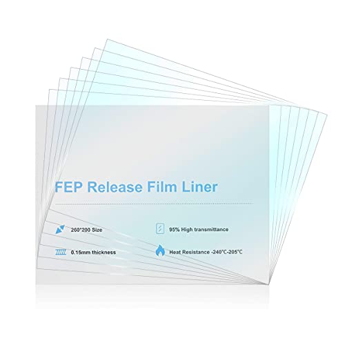 6PCS Creality FEP Film Release Films 260 x 200 x 0.15mm for ELEGOO Saturn/Saturn S/Mars 3 Pro/ANYCUBIC Photon Mono X/Photon Mono X2/Photon Mono X 6K/Photon M3/Phrozen Sonic Mighty 4K LCD 3D Printer Large