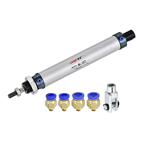 sourcing map Pneumatic Air Cylinder 16mm Bore 75mm Stroke with Y Connector and Quick Fittings, MAL 16x75, for Automatic Equipment 16mmx75mm